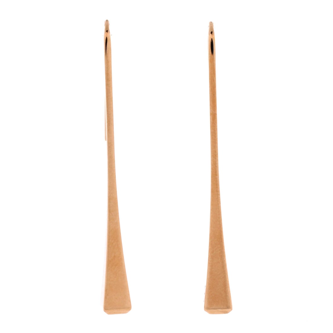 Hermes Clou de Forge Drop Earrings 18K Rose Gold (2.00 in H x 0.20 in W): The Hermes Clou de Forge Drop Earrings, presented here in 18K Rose Gold, at a 0.2 by 2 inch profile, sits comfortably between costume jewelry and statement piece. 18K Rose Gold is the more discreet of