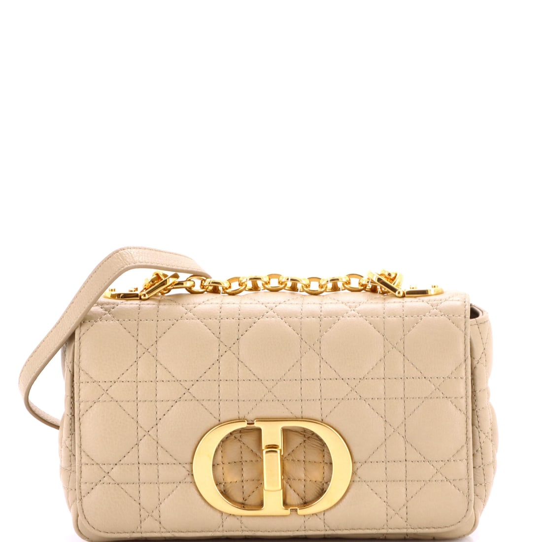 Christian Dior Caro Bag Cannage Quilt Calfskin (Small): The Christian Dior Caro Bag in Cannage Quilt Calfskin closes cleanly at the front, a small architectural moment that signals the model from across the room. Cannage is Dior's signature diamond quiltin