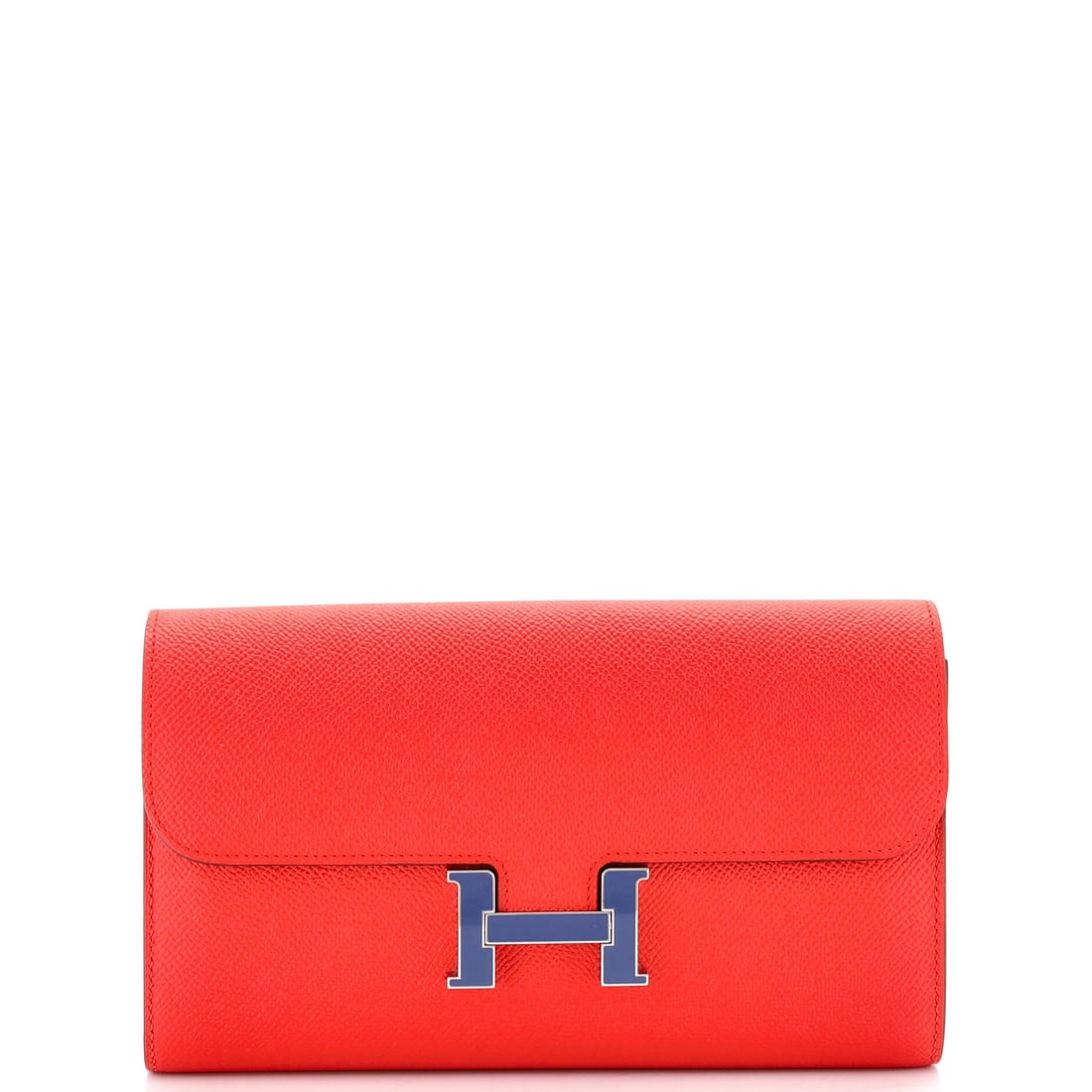 Hermes Constance Wallet Epsom (Long): The Hermes Constance Long Wallet in Epsom - Epsom being the finely embossed, structured calfskin Hermes uses for pieces meant to hold their shape across years - runs 8 by 5 by 1 inches in a vivid oran