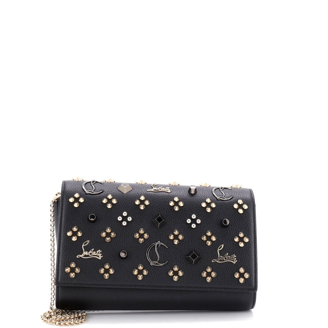 Christian Louboutin Paloma Clutch Embellished Leather (Small): The Christian Louboutin Paloma Clutch in Embellished Leather is the carry the rest of the wardrobe quietly orbits around. Embellished Leather sits in the deliberate register of Christian Louboutin's l
