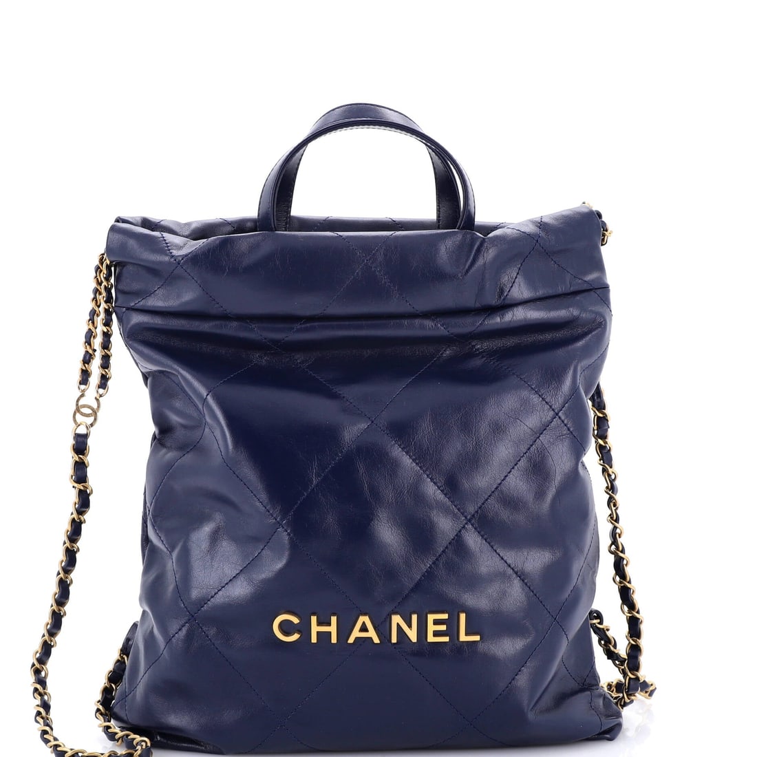 Chanel 22 Chain Backpack Quilted Calfskin (Medium): The Chanel 22 Chain Backpack in Quilted Calfskin carries the model's house-signature hardware into a quilted calfskin reading. Quilted Calfskin is among the more deliberate reads in the Chanel leather