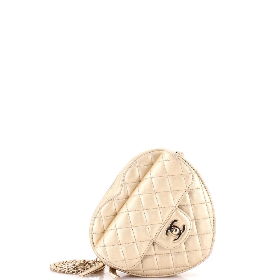 Chanel CC in Love Heart Bag Quilted Lambskin (7"W x 6.5"H x 2.5"D): The Chanel CC in Love Heart Bag in Quilted Lambskin is the carry the rest of the wardrobe quietly orbits around. Lambskin is the softer, more luminous of Chanel's two main leathers, prized for its han
