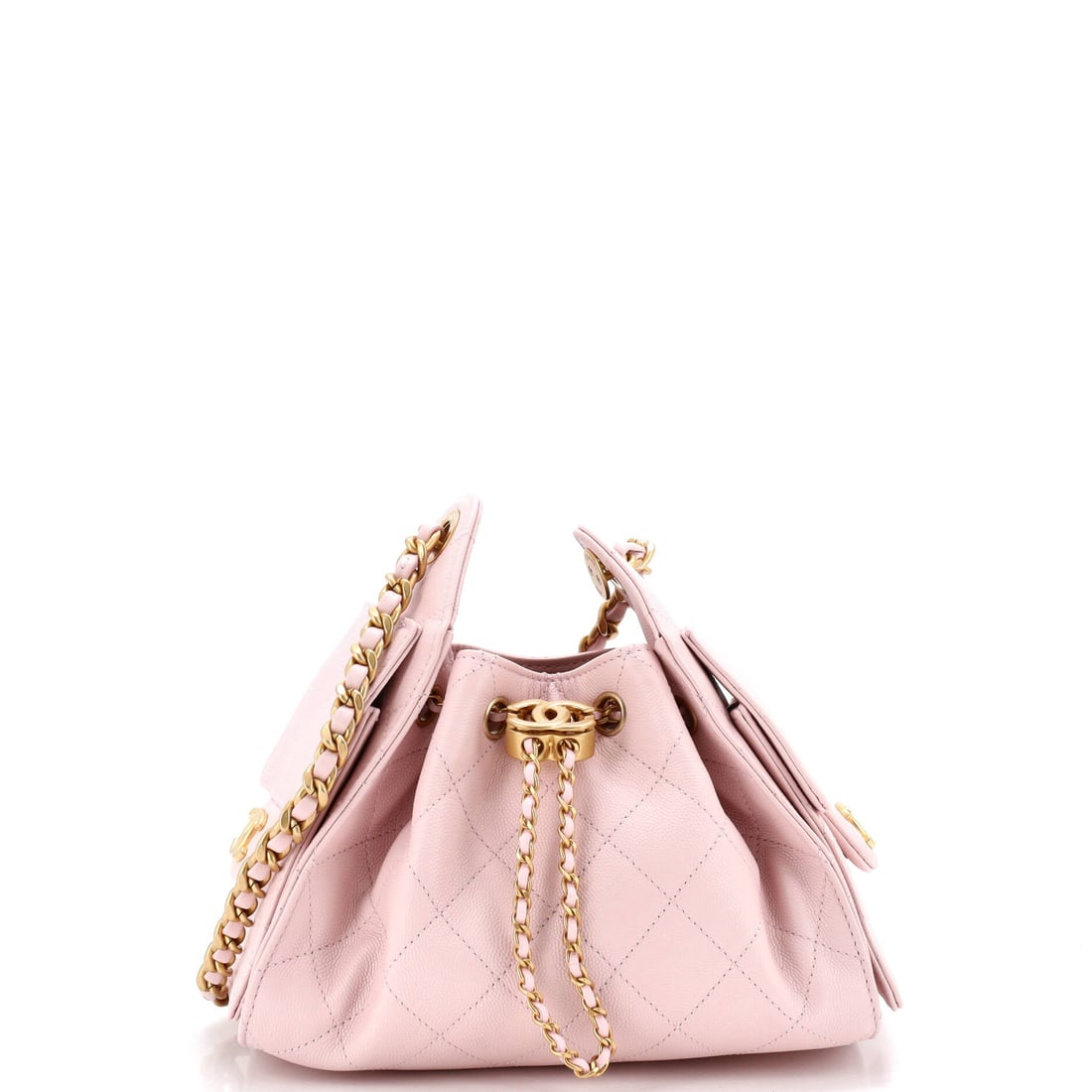 Chanel 25 Hobo Bag Quilted Caviar (Mini): The Chanel 25 Hobo Bag in Quilted Caviar reads as object as much as accessory, sized to be carried as a deliberate styling choice rather than a default. Caviar is Chanel's pebbled, harder-wearing calf