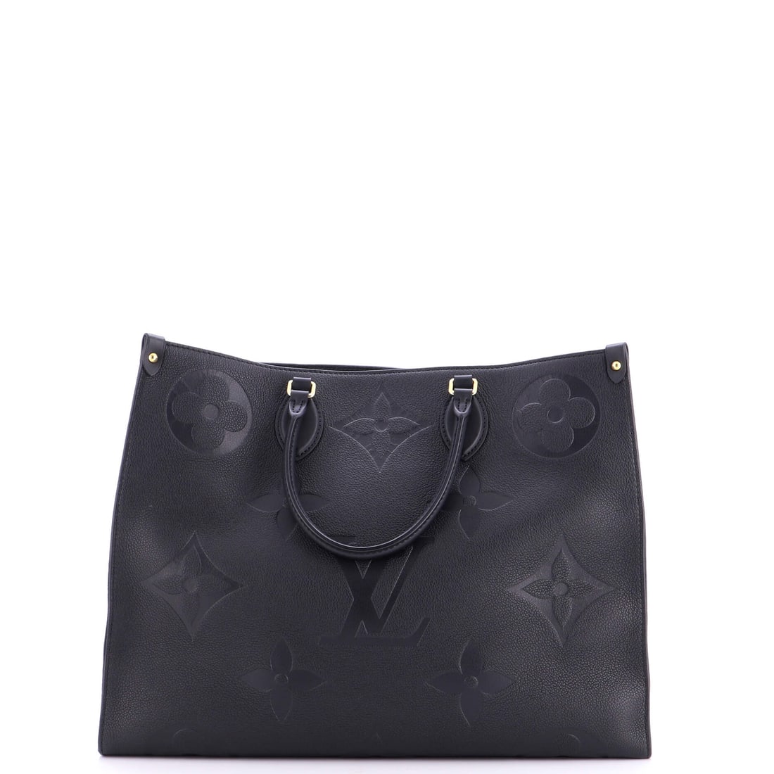 Louis Vuitton OnTheGo Tote Monogram Empreinte Giant (GM): The Louis Vuitton OnTheGo Tote in Monogram Empreinte Giant is built to outlast the season it enters and the wardrobe it joins, in size GM. Empreinte is Vuitton's calfskin embossed with the LV monogram