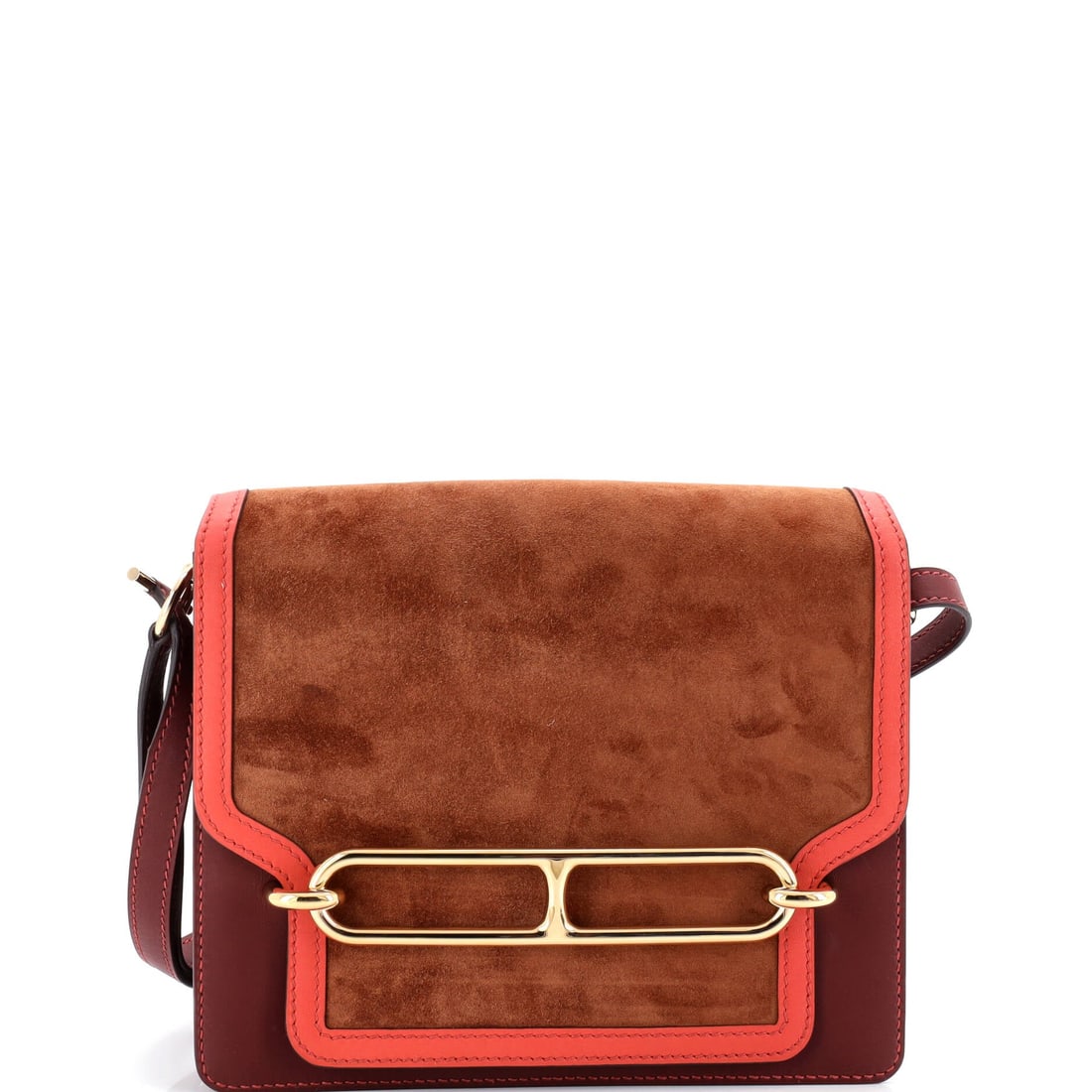 Hermes Roulis Bag Doblis and Sombrero (23): At a 9 by 8 by 2 inch profile, the Hermes Roulis Bag in Doblis and Sombrero offers the silhouette in its most photographed proportion. Doblis and Sombrero sits in the deliberate register of Hermes's l