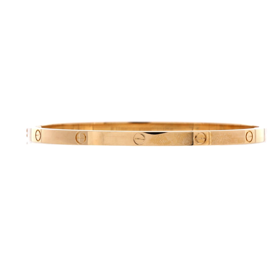 Cartier Love Bracelet 18K Yellow Gold (Small): The Cartier Love Bracelet, rendered in 18K Yellow Gold, at a 6.2 inch length profile, occupies the part of the Cartier jewelry library that rewards layered wardrobes. Few Cartier pieces translate 18k 