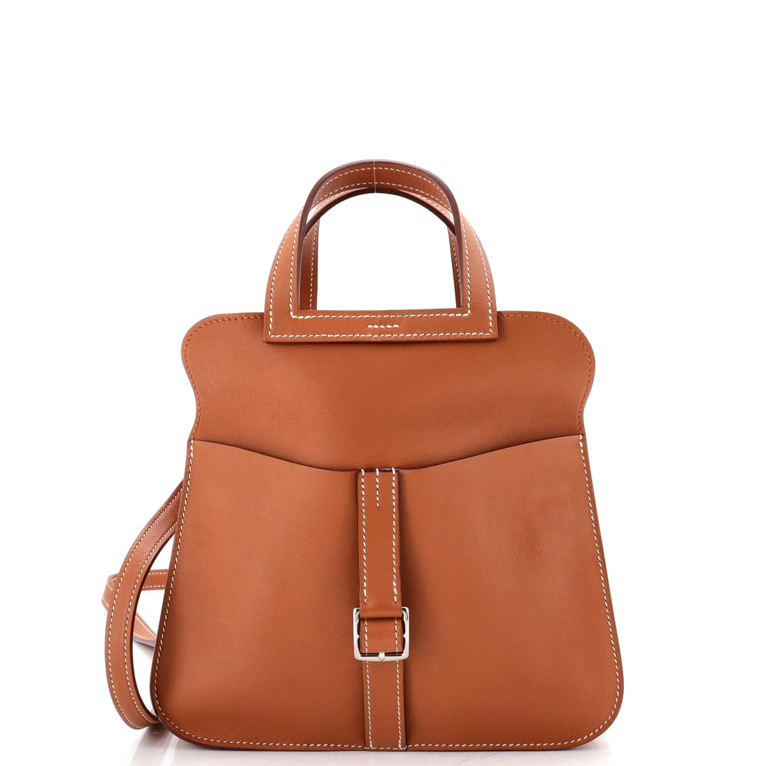 Hermes Halzan Bag Swift (22): The Hermes Halzan Bag, in Swift, in size 22, offers the model in one of its more architecturally satisfying scales. Swift is Hermes's fine, smooth calfskin, light in the hand and the variant most ofte