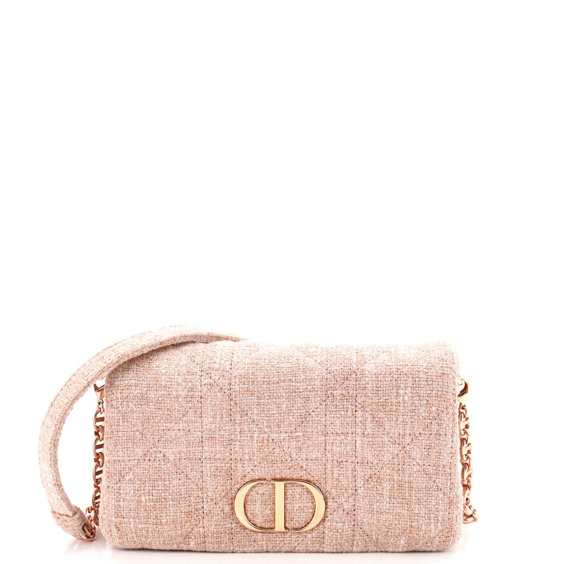 Christian Dior Caro Bag Macrocannage Quilt Linen (Small): The Christian Dior Caro Bag in Macrocannage Quilt Linen translates the model's structural language into a macrocannage quilt linen reading, at a 7.5 by 7 by 3 inch profile. Cannage is Dior's signature