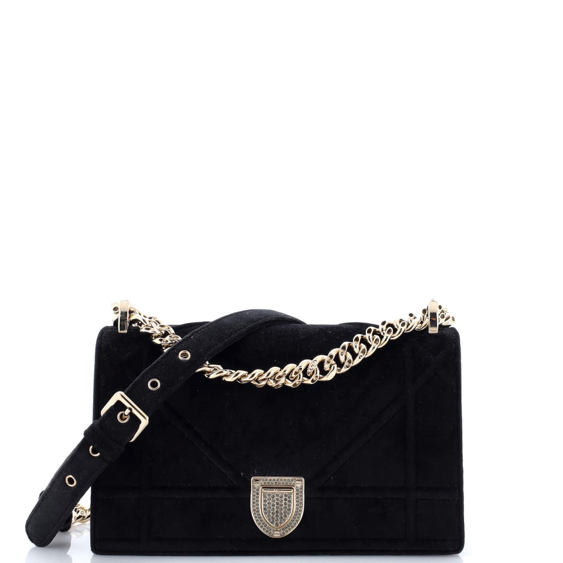 Christian Dior Diorama Flap Bag Velvet with Crystal Detail (Small) (1 of 6)