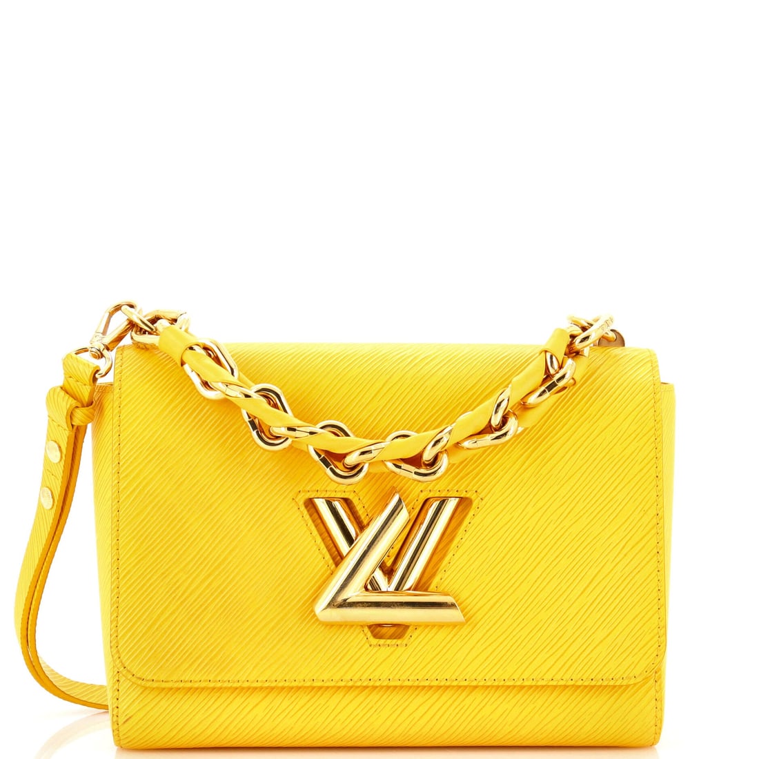 Louis Vuitton Braided Handle Twist Bag Epi Leather (MM): The Louis Vuitton Braided Handle Twist Bag renders epi leather into the silhouette the house has built across decades of refinement, in size MM. Epi Leather is among the more deliberate reads in the L
