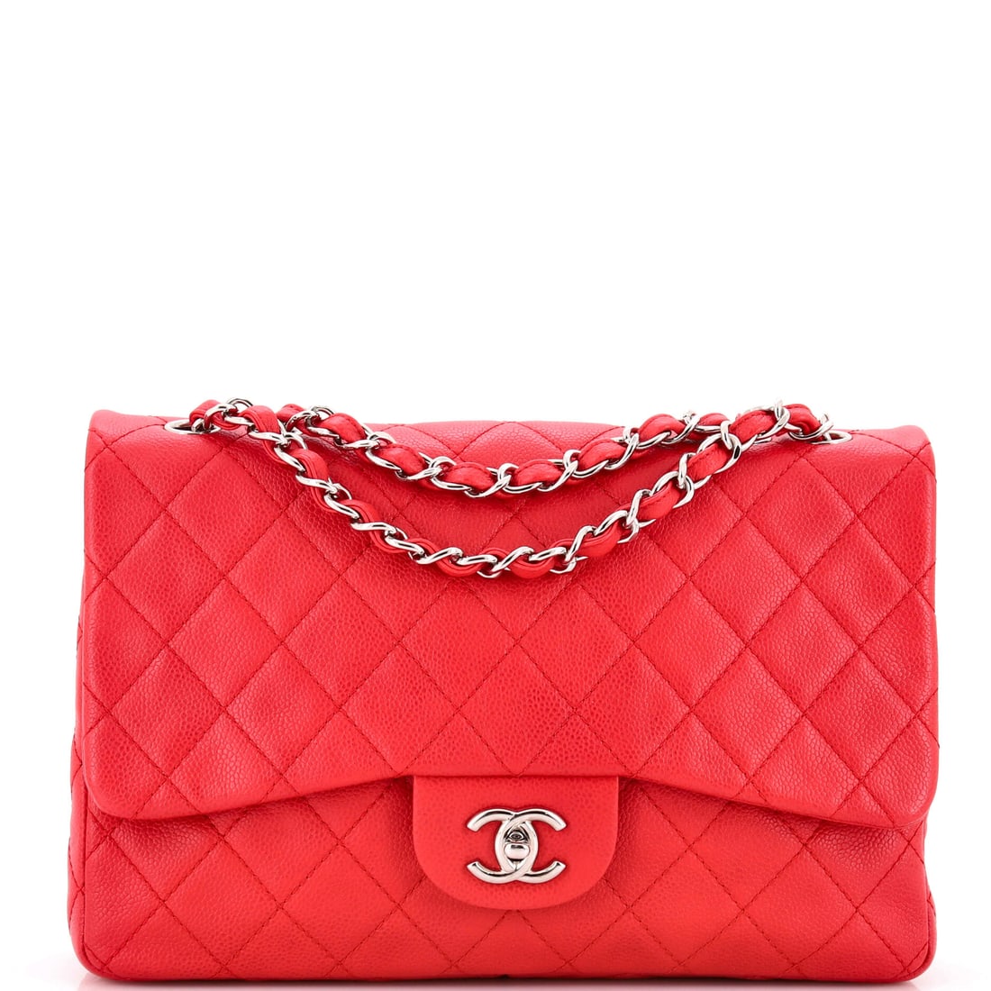 Chanel Vintage Classic Single Flap Bag Quilted Caviar (Jumbo) (1 of 6)