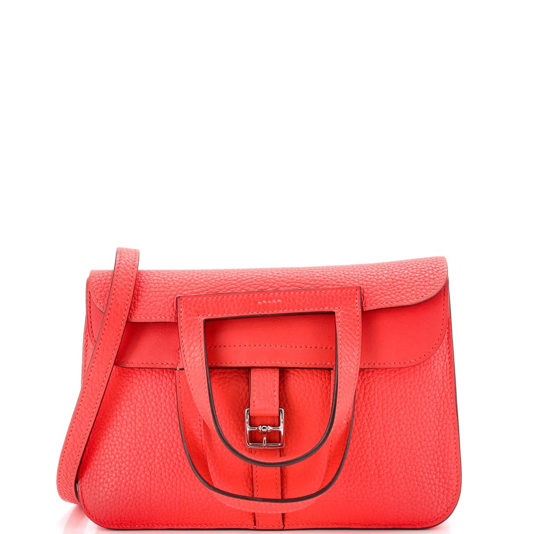 Hermes Halzan Bag Clemence (25): Rendered in Clemence, the Hermes Halzan Bag arrives at size 25 with the model's signature line intact. Clemence is Hermes's softer pebbled calfskin, prized for the pillowed slouch it develops with use