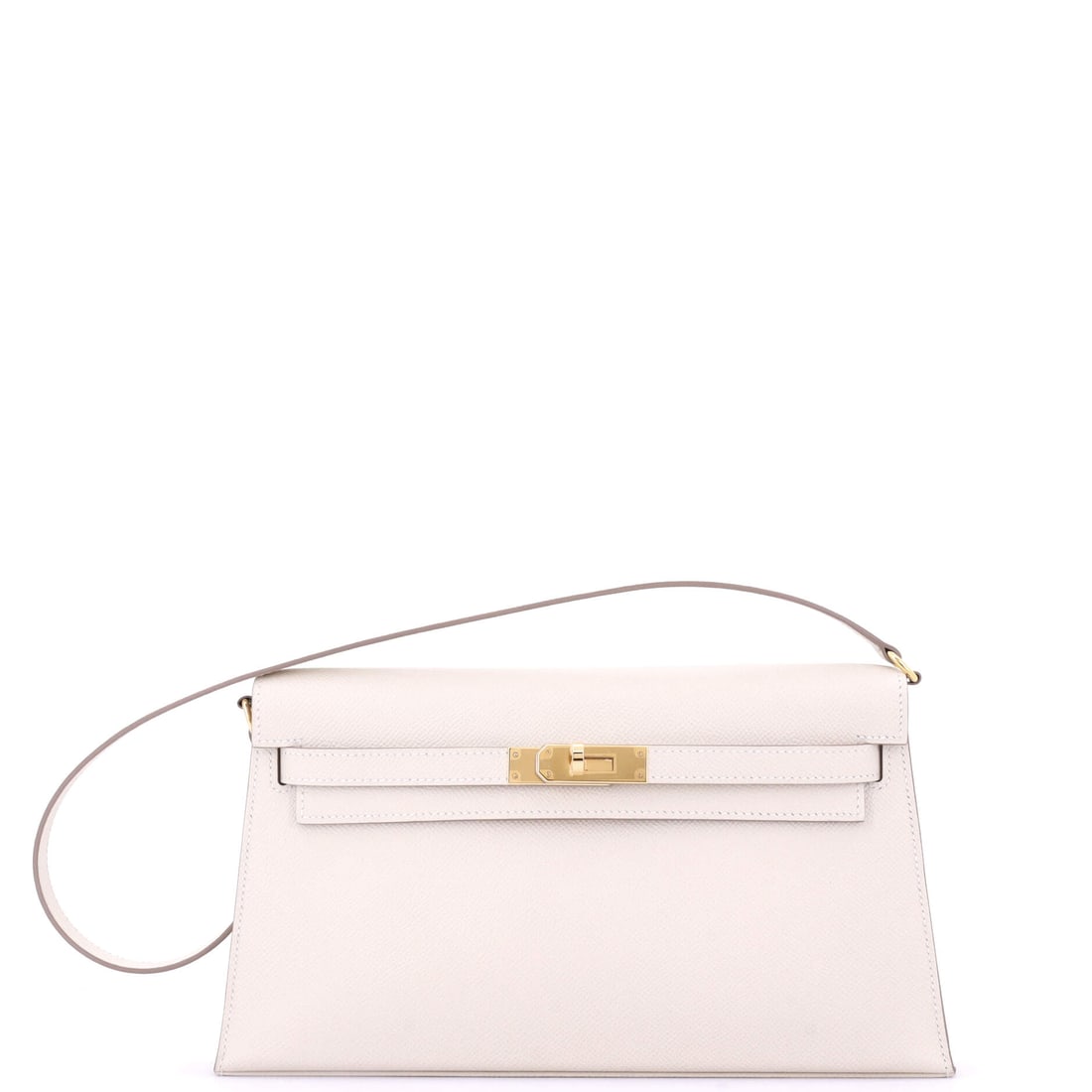 Hermes Kelly Elan Shoulder Bag Epsom (11"W x 6"H x 2"D): The Hermes Kelly Elan Shoulder Bag in Epsom sits cleanly between daytime utility and evening polish. Epsom is the finely embossed, structured calfskin Hermes uses for pieces meant to hold their line a