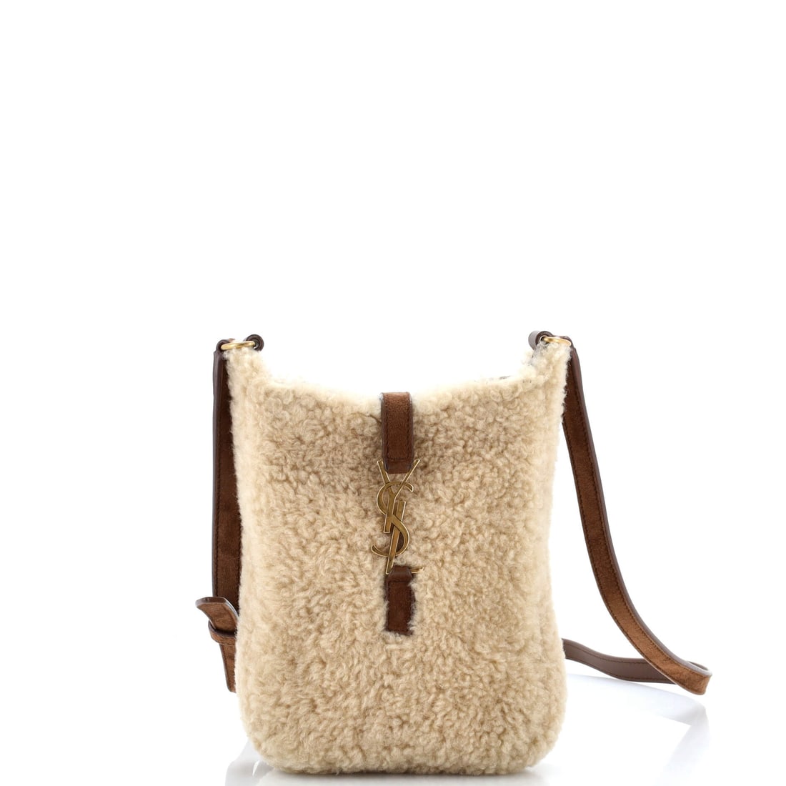 Saint Laurent Le 5 a 7 Vertical Shoulder Bag Shearling with Suede (5.5"W x 7"H x 2"D): The Saint Laurent Le 5 a 7 Vertical Shoulder Bag in Shearling with Suede offers the silhouette at a scale built for serious wardrobe rotation. Few materials in the Saint Laurent library wear in as cle
