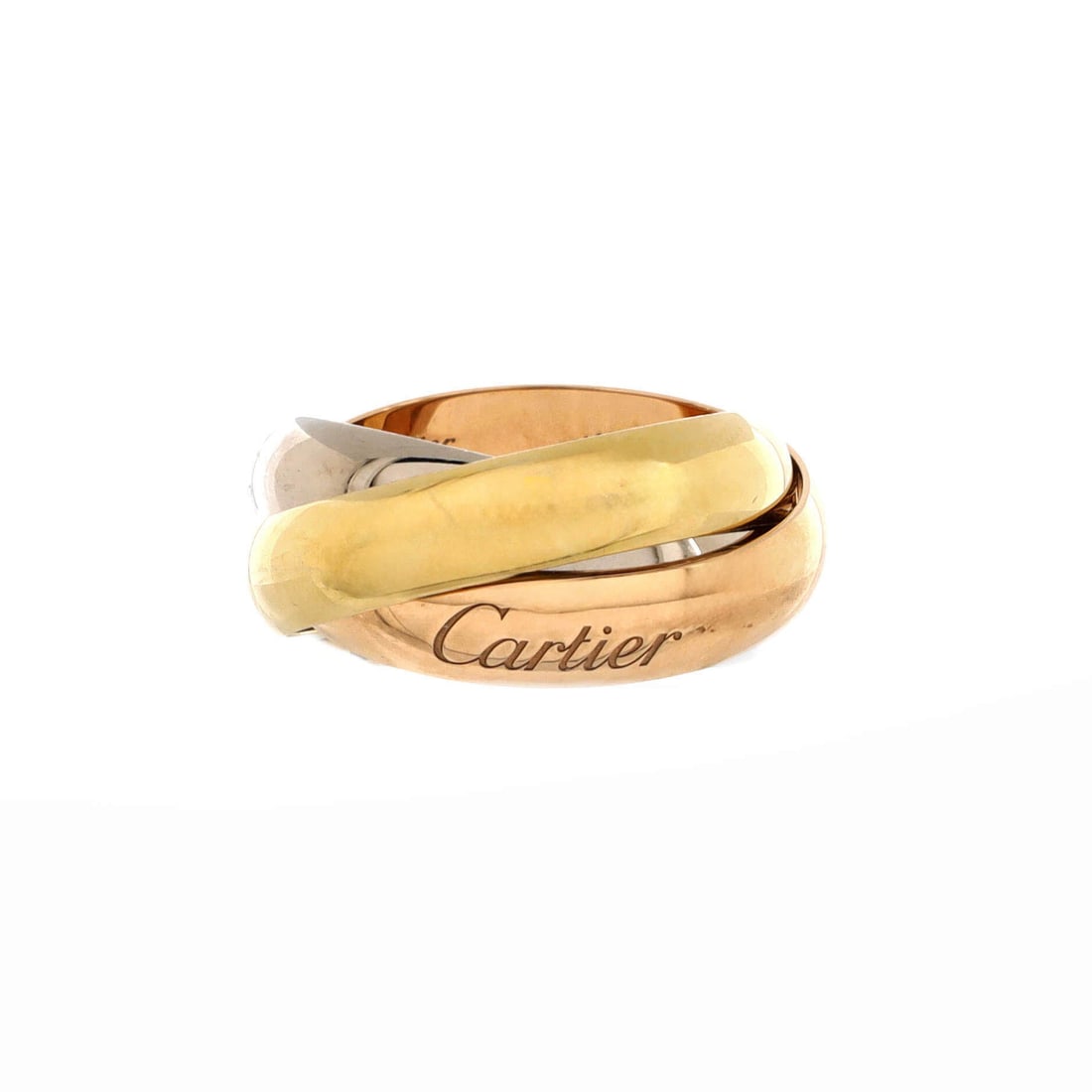 Cartier Trinity Ring 18K Tricolor Gold (Medium): The Cartier Trinity Ring in 18K Tricolor Gold is one of the cleaner expressions of the Cartier fine-jewelry vocabulary. 18K Tricolor Gold sits among the more wearable readings of the Cartier jewelry c