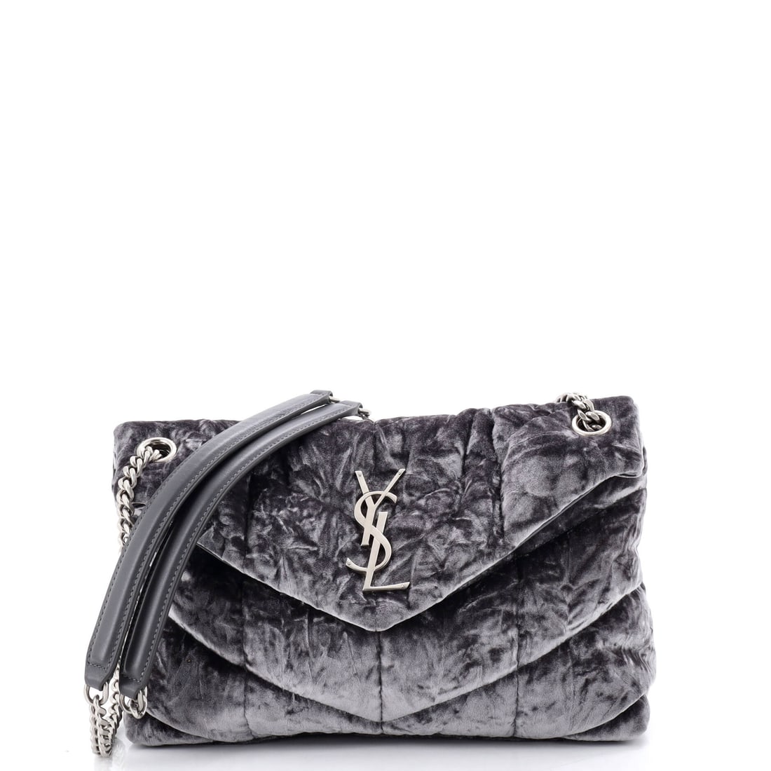 Saint Laurent Loulou Puffer Shoulder Bag Quilted Velvet (Small): The Saint Laurent Loulou Puffer Shoulder Bag in Quilted Velvet reads with the calm authority the model has earned through repetition, at a 10.5 by 8 by 4 inch profile. Few materials in the Saint Laure