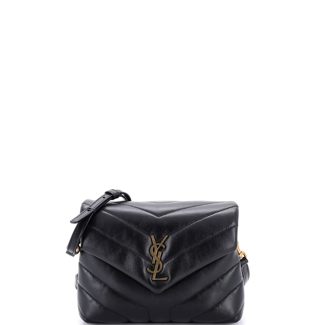 Saint Laurent Loulou Shoulder Bag Matelasse Chevron Leather (Toy): The Saint Laurent Loulou Shoulder Bag renders matelasse chevron leather into the silhouette the house has built across decades of refinement, in size Toy. Matelasse is the quilted, padded stitching te