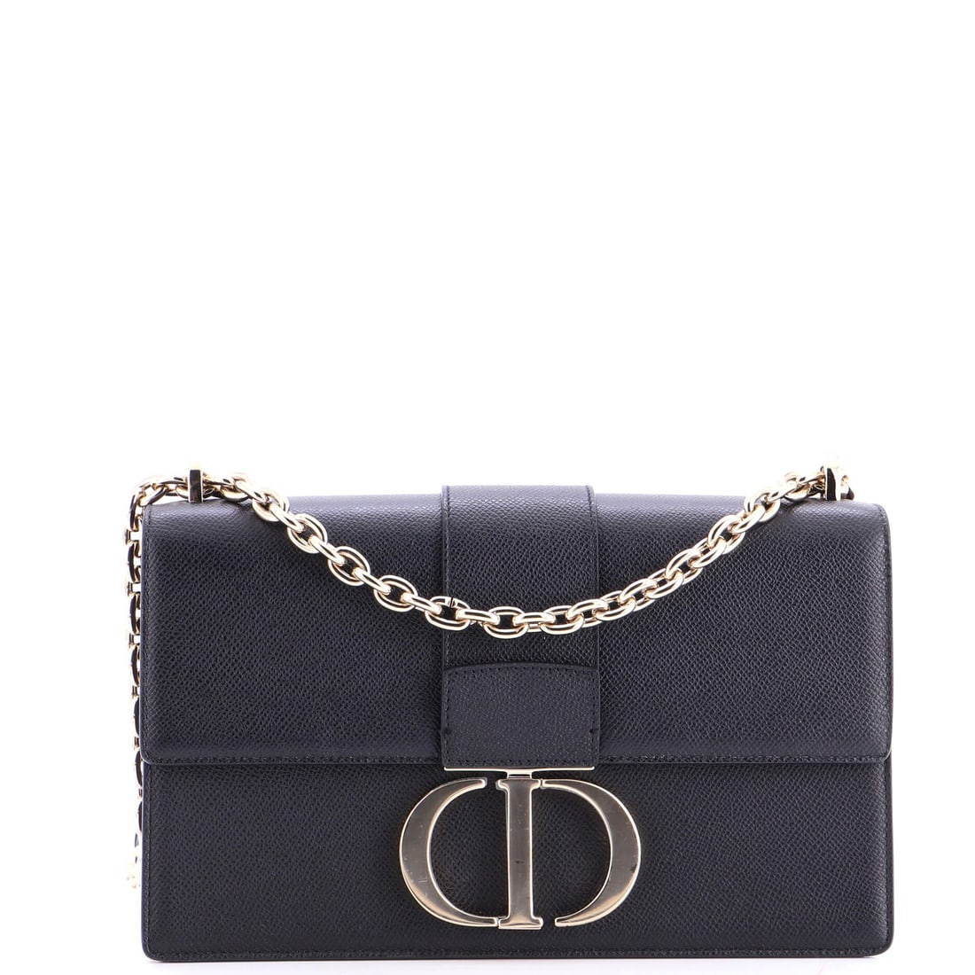 Christian Dior 30 Montaigne Chain Flap Bag Leather (East West): The Christian Dior 30 Montaigne Chain Flap Bag in Leather brings the model into its most quietly worn register, at a 10 by 5 by 3 inch profile. The leather treatment keeps the bag's surface reading as