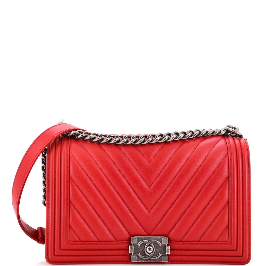 Chanel Boy Flap Bag Quilted Lambskin (Large): At size Large, the Chanel Boy Flap Bag in Quilted Lambskin offers the silhouette in its most photographed proportion. Lambskin is the softer, more luminous of Chanel's two main leathers, prized for it