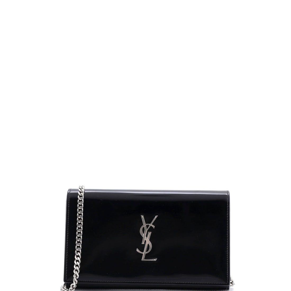 Saint Laurent Classic Monogram Wallet on Chain Leather (Small): The Saint Laurent Classic Monogram Wallet on Chain renders leather into the silhouette the house has built across decades of refinement, in size Small. Leather is among the more deliberate reads in th