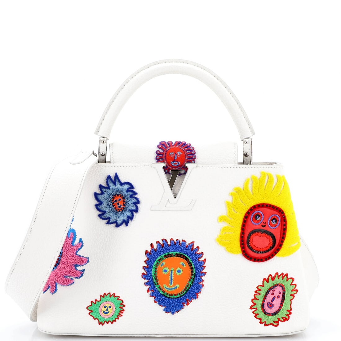 Louis Vuitton Capucines Bag Yayoi Kusama Embroidered My Eternal Soul Taurillon Leather: Louis Vuitton's Capucines arrives in the architecture that made the line known: the structured top-handle silhouette named for Rue des Capucines, the street where Vuitton opened his first Paris shop i