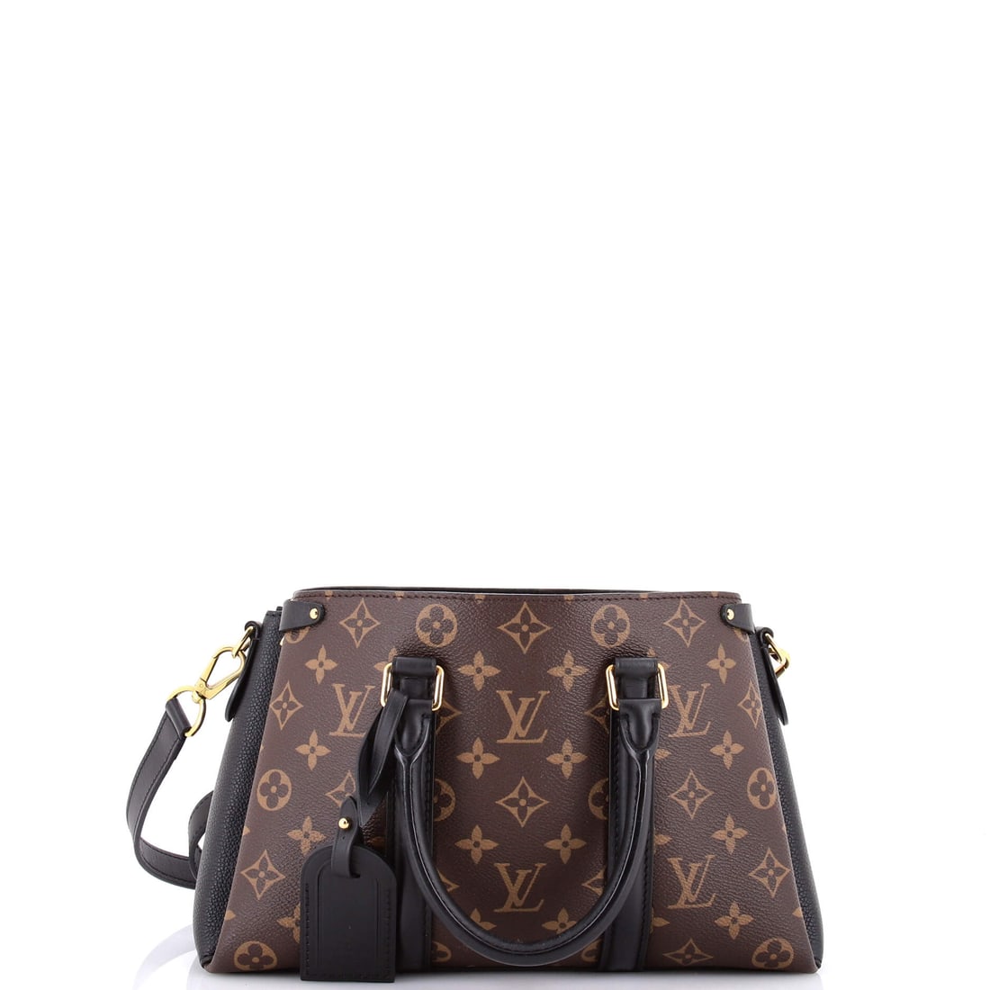 Louis Vuitton Soufflot Tote Monogram Canvas with Leather: Examined closely, the Soufflot resolves around a single design idea: the structured top-handle silhouette named for the architect of the Pantheon. Worked in Monogram canvas - the printed cotton-coated