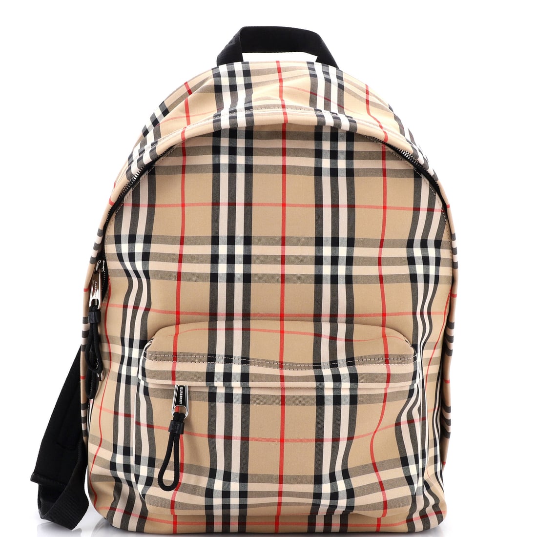 Burberry Jett Backpack Vintage Check Canvas: Carried right, the Jett reads as the house's working signature: the boxy backpack architecture finished in the Vintage Check that has stood for the house since the 1920s. It is rendered in Vintage Che