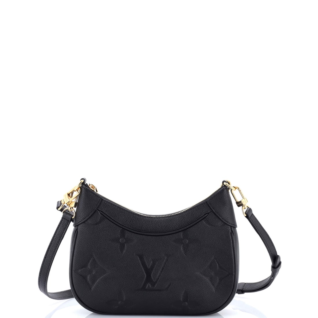 Louis Vuitton Bagatelle NM Handbag Monogram Empreinte Giant: Picked up once, the Bagatelle explains why the line has been kept in production this long: the structured hobo silhouette named for the pavilion of the same name in the Bois de Boulogne. It carries Mo