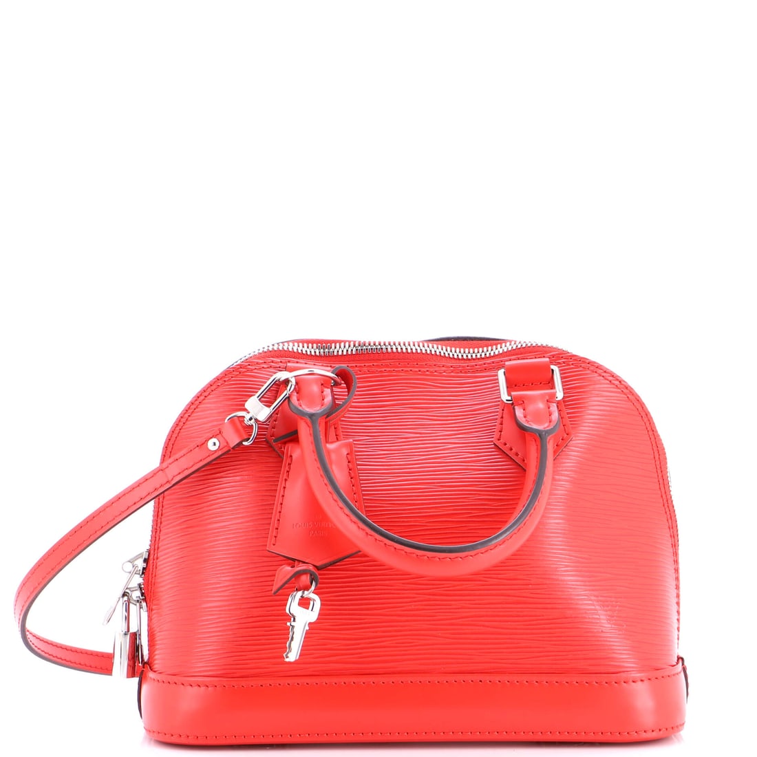 Louis Vuitton Alma Handbag Epi Leather: The reason the Alma continues to anchor the Louis Vuitton catalogue is simple: the structured, dome-topped silhouette Gaston-Louis Vuitton drew up for Coco Chanel in 1934. Worked in Epi - Vuitton's te