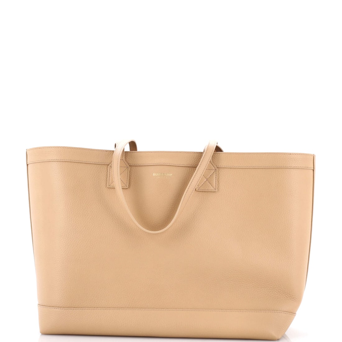 Burberry Shopping Tote Leather with Check Canvas Interior (1 of 6)