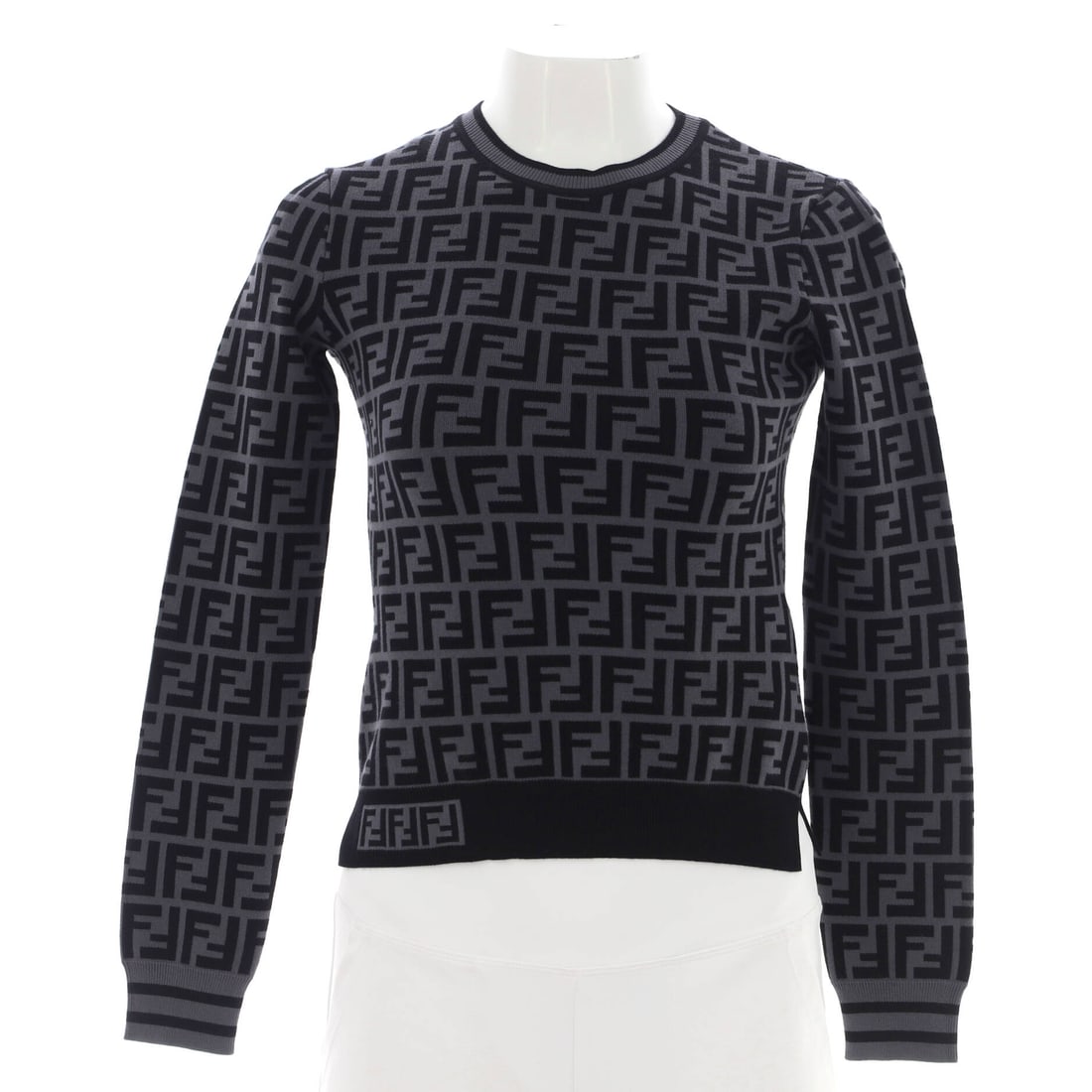 Fendi Women's Long Sleeve Crewneck Sweater Zucca Viscose Blend: Read this Sweater against its lineage and the design choices line up exactly: the outerwear silhouette, drawn to the working hardware and material vocabulary the Fendi Sweater line has stood for acros