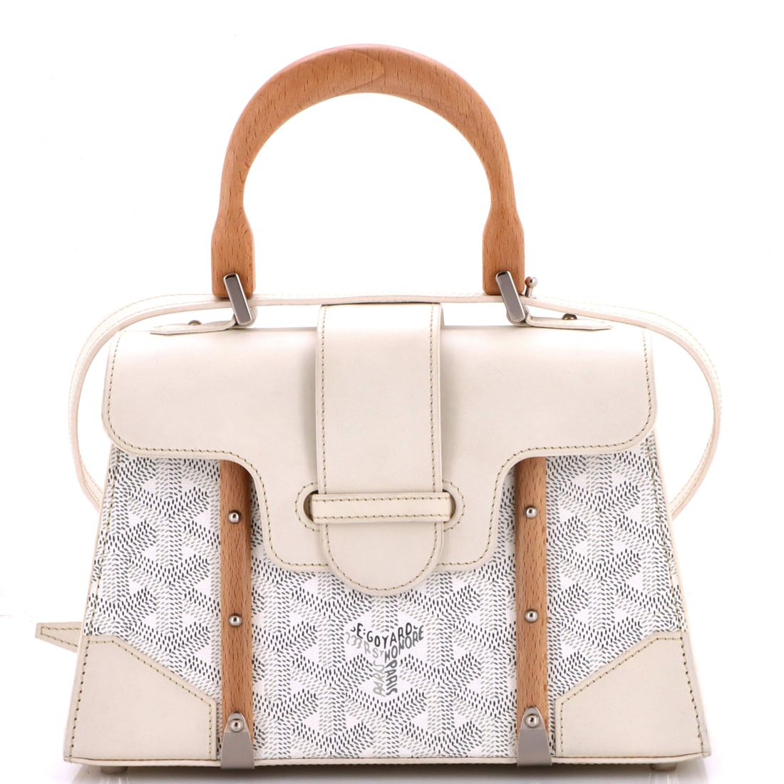Goyard Structured Saigon Top Handle Bag Coated Canvas with Leather: Few Goyard silhouettes are as cleanly resolved as the Saigon - the structured top-handle silhouette finished in Goyardine, sized as the house's quiet alternative to the structured Hermes top-handles.