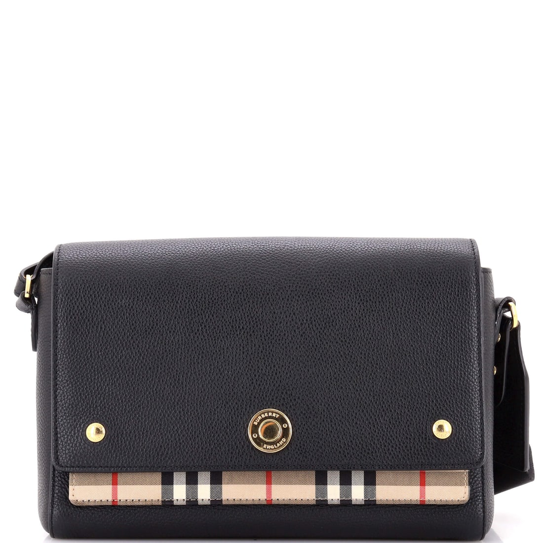 Burberry Note Crossbody Bag Leather with Vintage Check Canvas: Examined closely, the Note resolves around a single design idea: the slim crossbody silhouette finished in mixed leather and Vintage Check. The piece is finished in Vintage Check - the camel, ivory,