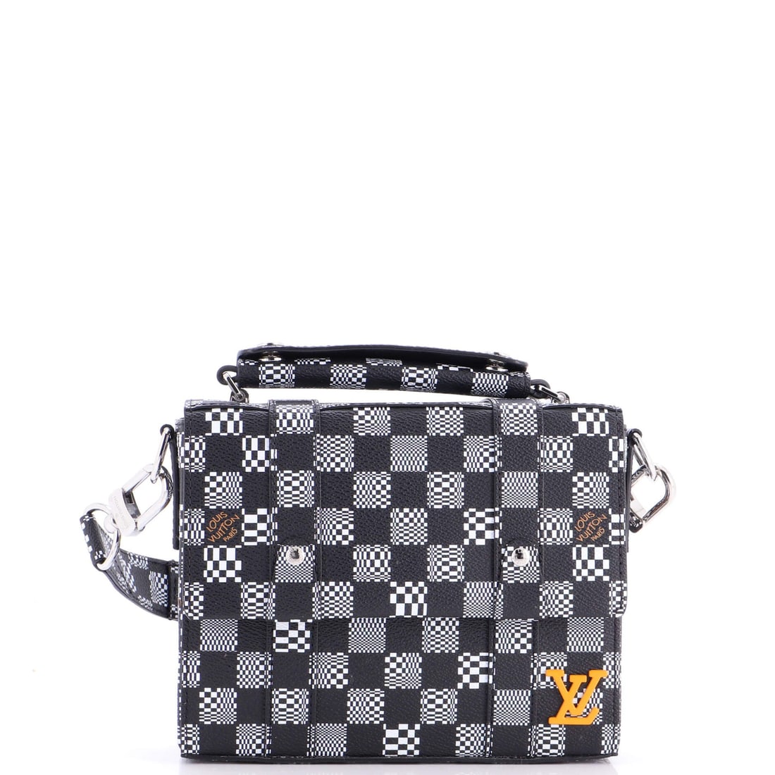 Louis Vuitton Flap Soft Trunk Messenger Bag Limited Edition Distorted Damier: Stand the Messenger on a flat surface and the design logic shows itself - the messenger silhouette built around the contemporary cross-body carry. Worked in Damier - Vuitton's checkerboard canvas firs