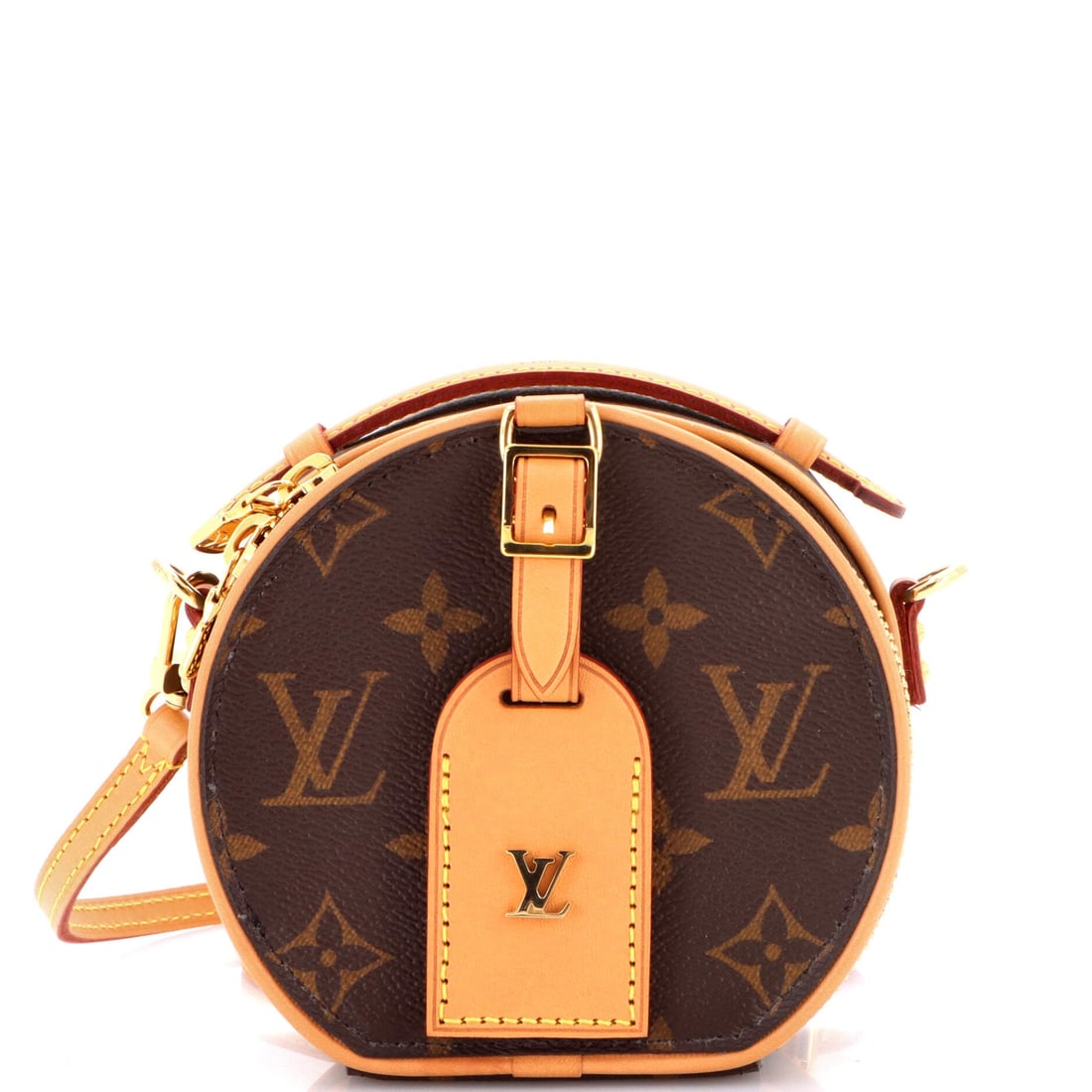Louis Vuitton Mini Boite Chapeau Bag Monogram Canvas: Pieces like this Louis Vuitton Boite are why the line is considered a baseline: the trunk-derived hard case that descends directly from Vuitton's nineteenth-century steamer trunks. The piece is finish
