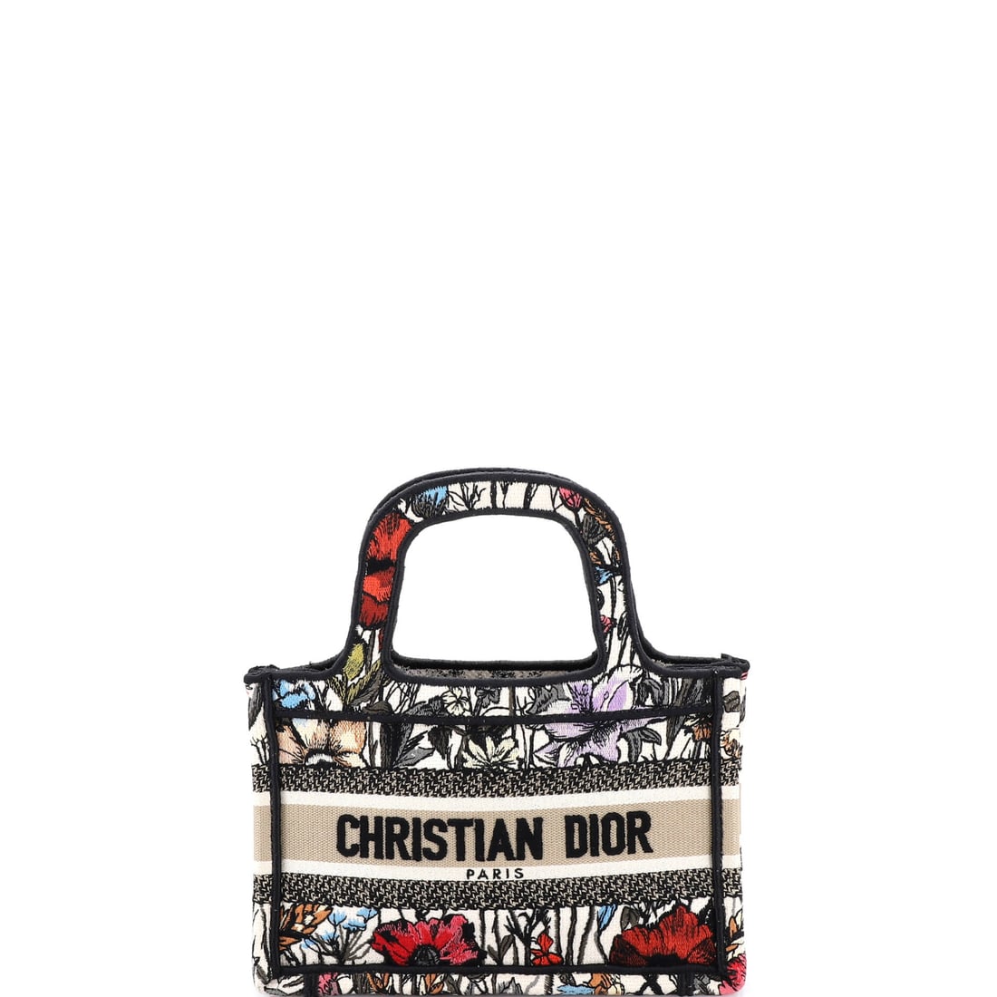 Christian Dior Book Tote Embroidered Canvas: Pieces like this Christian Dior Book Tote are why the line is considered a baseline: the open, unstructured tote architecture Maria Grazia Chiuri introduced in 2018, sized to carry exactly what its na