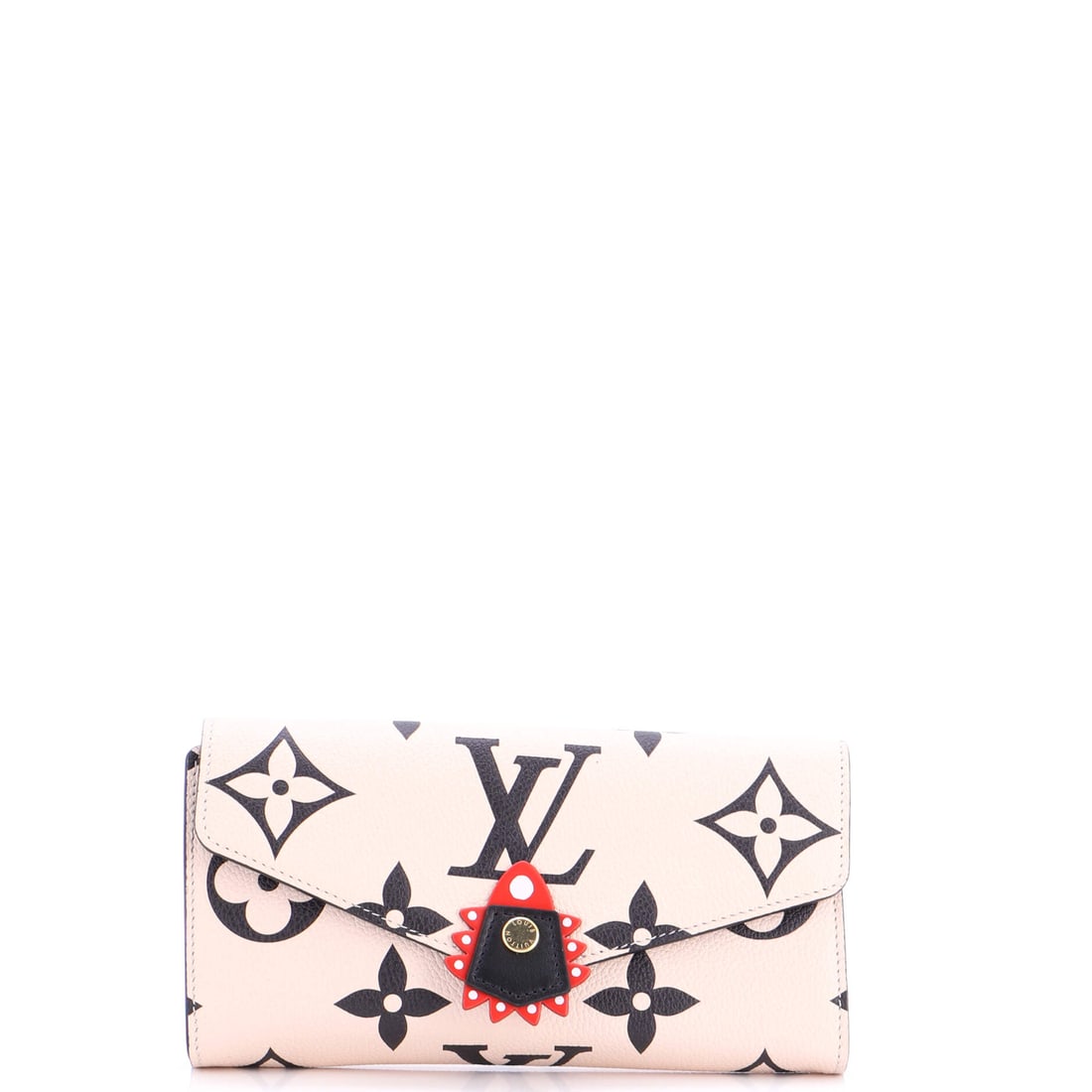 Louis Vuitton Sarah Wallet Limited Edition Crafty Monogram Empreinte Giant: Carried right, the Wallet reads as the house's working signature: the slim, zip-around wallet architecture sized to slip into a clutch or a coat pocket without making itself known. It carries Monogram