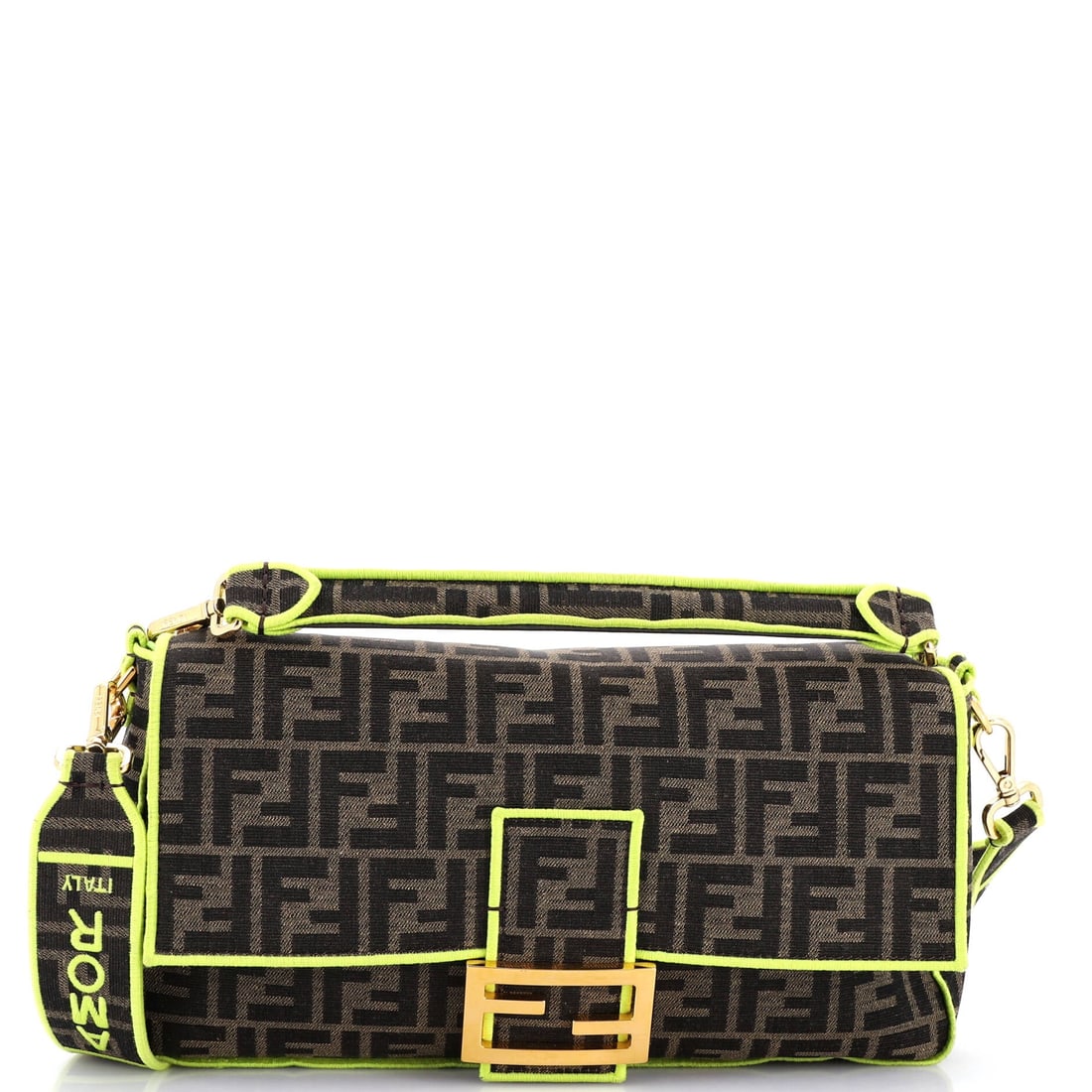 Fendi Baguette NM Bag Zucca Canvas: Set against its lineage, this Fendi Baguette reads as a measured example of the line, built around the slim under-arm silhouette Silvia Venturini Fendi designed in 1997 to read as elegantly as a Frenc
