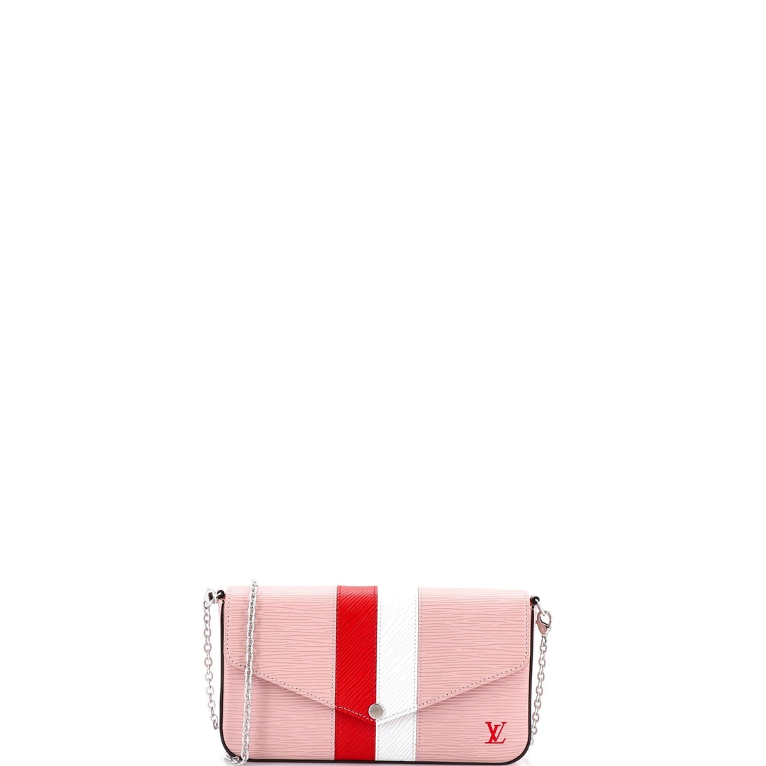 Louis Vuitton Felicie Pochette Limited Edition Stripes Epi Leather: There is a reason the Pochette keeps returning to the conversation, and this Louis Vuitton example is part of it: the slim, flat clutch profile sized to read as deliberate rather than decorative. Work