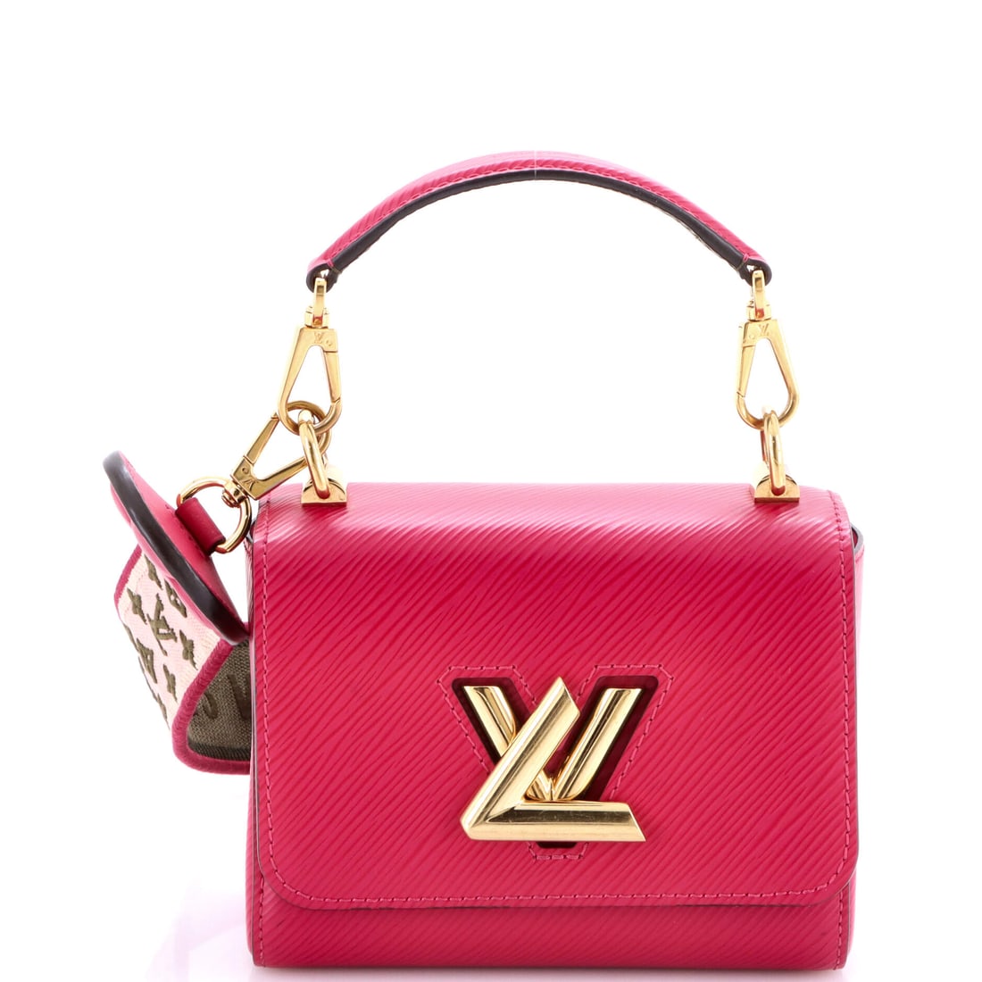 Louis Vuitton Twist Top Handle Bag Epi Leather: Louis Vuitton's Twist arrives in the architecture that made the line known: the twisting LV clasp Nicolas Ghesquiere drew for his first Vuitton collection in 2015. Worked in Epi - Vuitton's textured, 