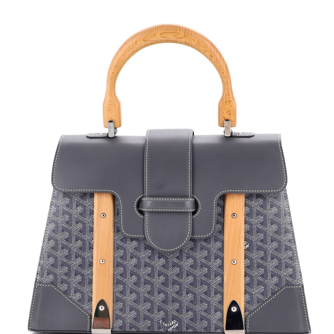 Goyard Saigon Top Handle Bag Coated Canvas with Leather: Carried right, the Saigon reads as the house's working signature: the structured top-handle silhouette finished in Goyardine, sized as the house's quiet alternative to the structured Hermes top-handle