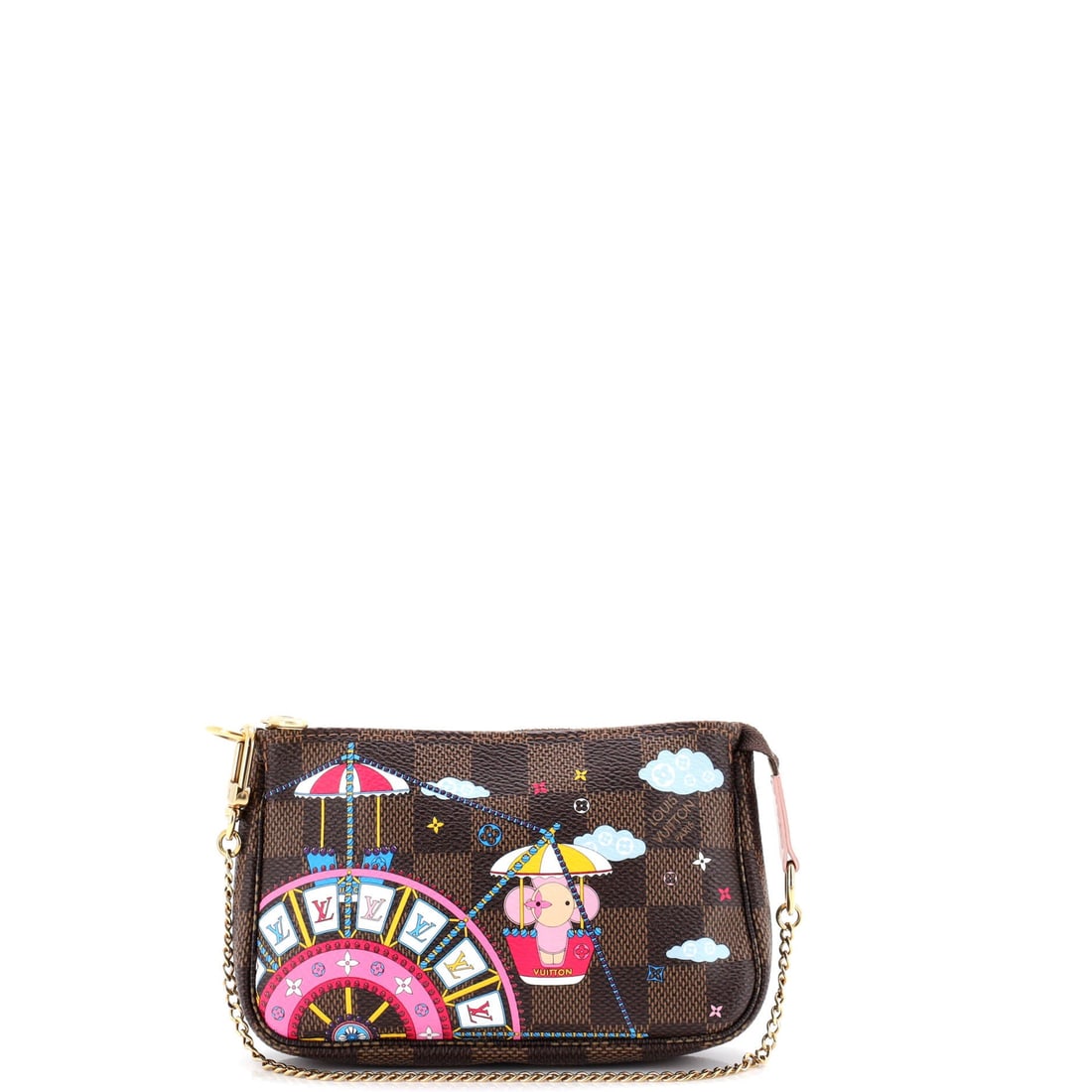 Louis Vuitton Pochette Accessoires Limited Edition Vivienne Xmas Damier: Pieces like this Louis Vuitton Pochette are why the line is considered a baseline: the slim, flat clutch profile sized to read as deliberate rather than decorative. Built from Damier - Vuitton's check