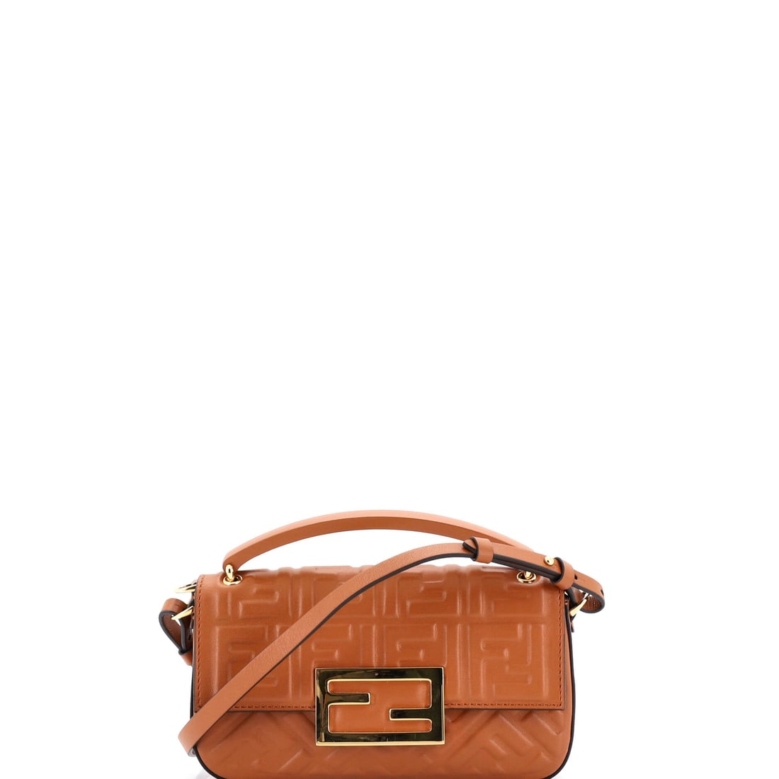 Fendi Midi Baguette Chain Bag Zucca Embossed Leather (1 of 6)