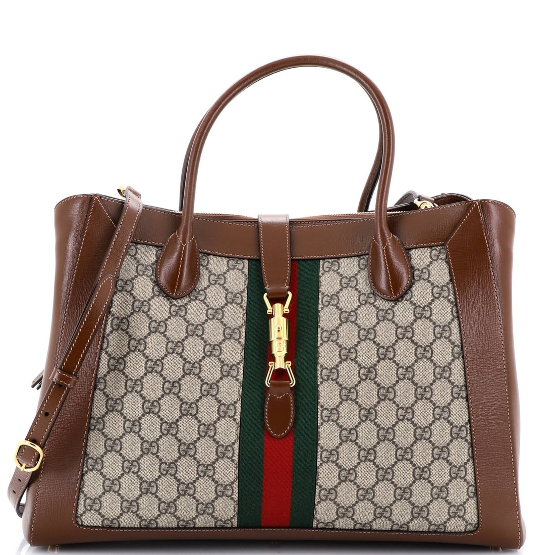 Gucci Jackie 1961 Web Tote GG Canvas and Leather (1 of 6)