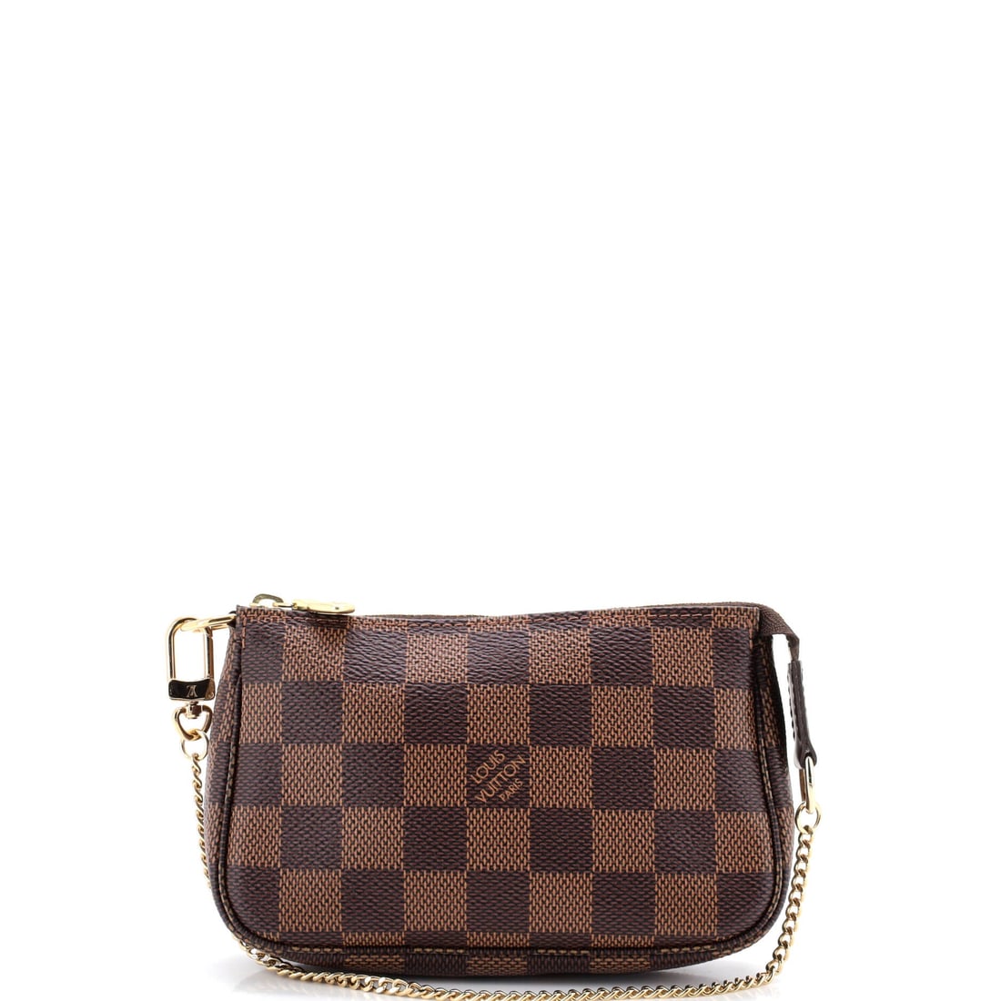 Louis Vuitton Pochette Accessoires Damier: There is a reason the Pochette keeps returning to the conversation, and this Louis Vuitton example is part of it: the slim, flat clutch profile sized to read as deliberate rather than decorative. It i