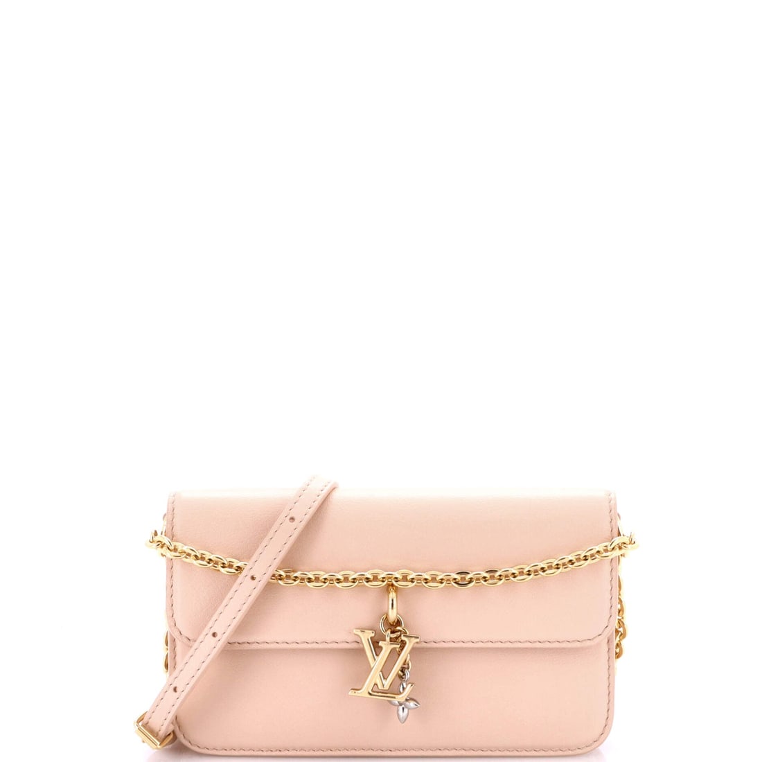 Louis Vuitton LV Bloom Wallet on Chain Leather: The reason the Wallet on Chain continues to anchor the Louis Vuitton catalogue is simple: the chain-strap reading of the line's flap wallet, sized to read more crossbody than SLG. Sized with a compact