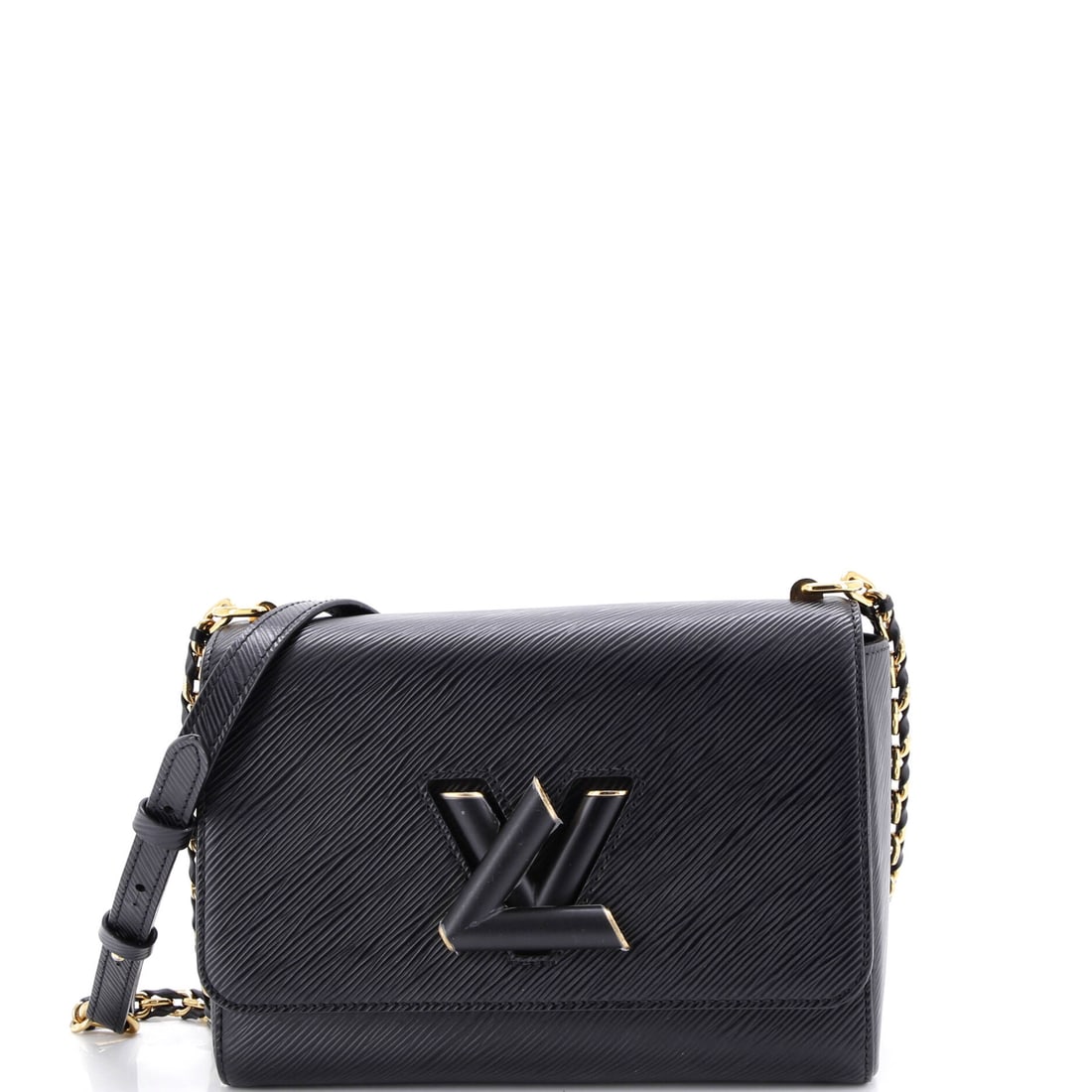 Louis Vuitton Braided Chain Twist Bag Epi Leather: Picked up once, the Twist explains why the line has been kept in production this long: the twisting LV clasp Nicolas Ghesquiere drew for his first Vuitton collection in 2015. It is rendered in Epi - V