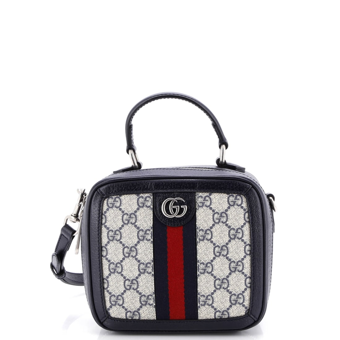 Gucci Ophidia Zip Around Top Handle Bag GG Coated Canvas with Leather: Carried right, the Ophidia reads as the house's working signature: the boxy silhouette finished with the green-red-green Web stripe Aldo Gucci first stitched onto saddlery in the 1950s. The finish is 
