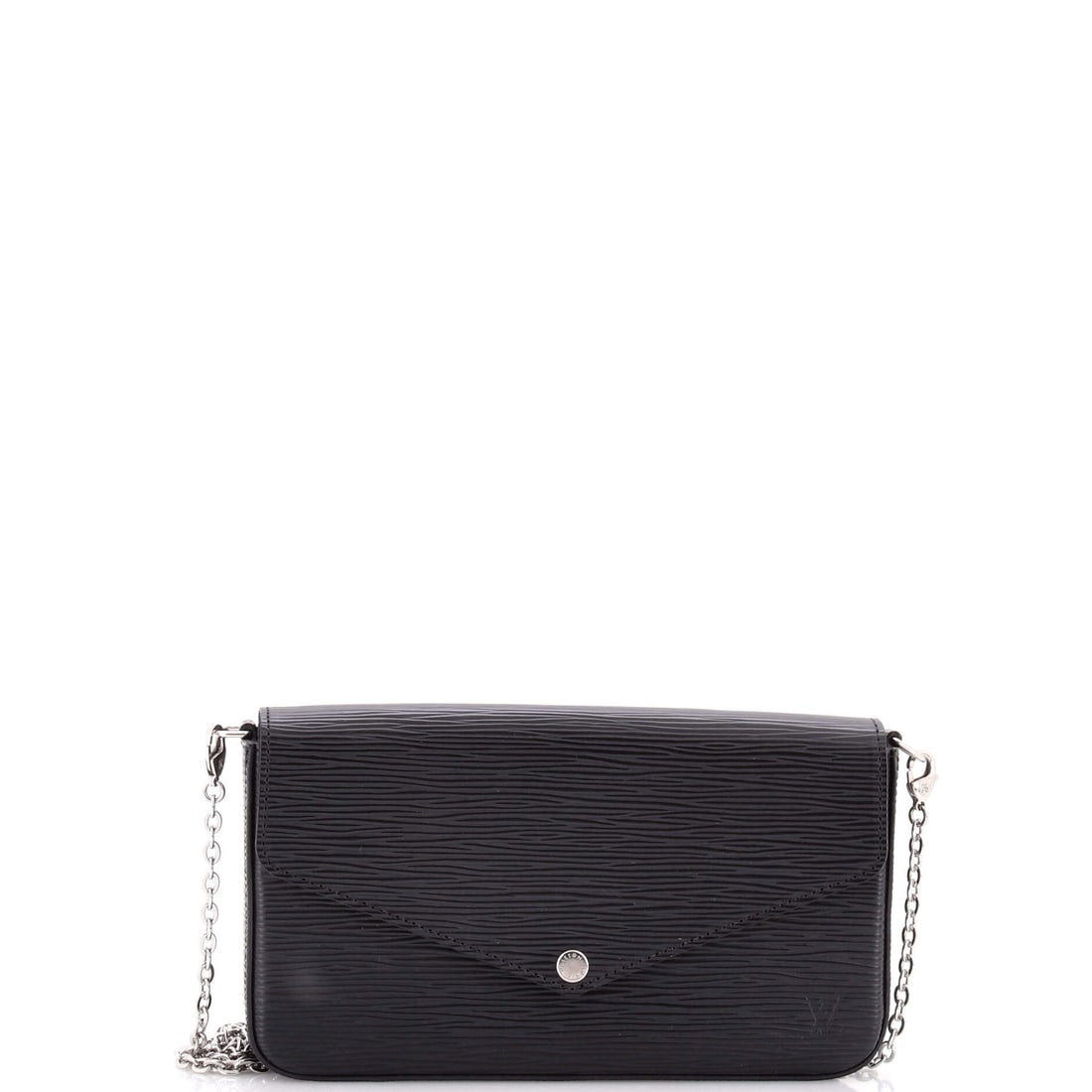 Louis Vuitton Felicie Pochette Epi Leather: Open the Pochette once and the line announces itself: the slim, flat clutch profile sized to read as deliberate rather than decorative. It is rendered in Epi - Vuitton's textured, dyed-through