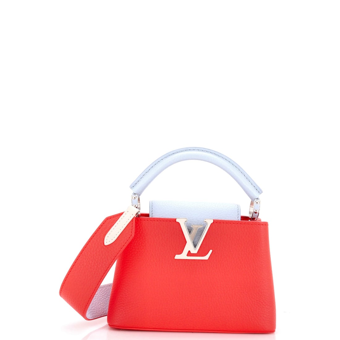 Louis Vuitton Capucines Bag Leather: Read this Capucines against its lineage and the design choices line up exactly: the working silhouette the line is named for. At 5.5 by 8 by 3 inch, the silhouette reads as compact without ever crossi